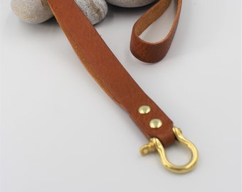 Long & Wider Leather Lanyard in Soft Italian Full Grain Leather - FREE personalisation for keys ID badges