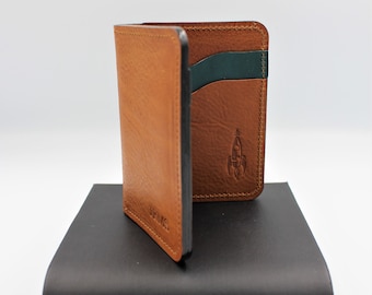 Porte-cartes minimaliste à deux volets en cuir italien dans un choix de couleurs - Option de personnalisation GRATUITE