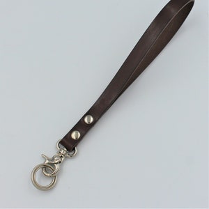 Personalised Wrist Strap Wristlet Italian Vegetable Tanned Leather in a Rich Dark Brown