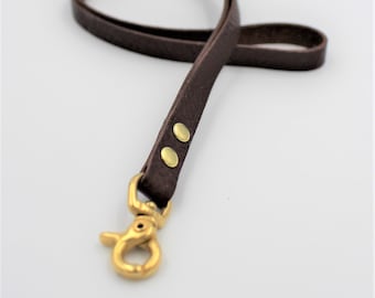 Rich Dark Brown Long Leather Lanyard in Soft Italian Full Grain Leather - FREE personalisation