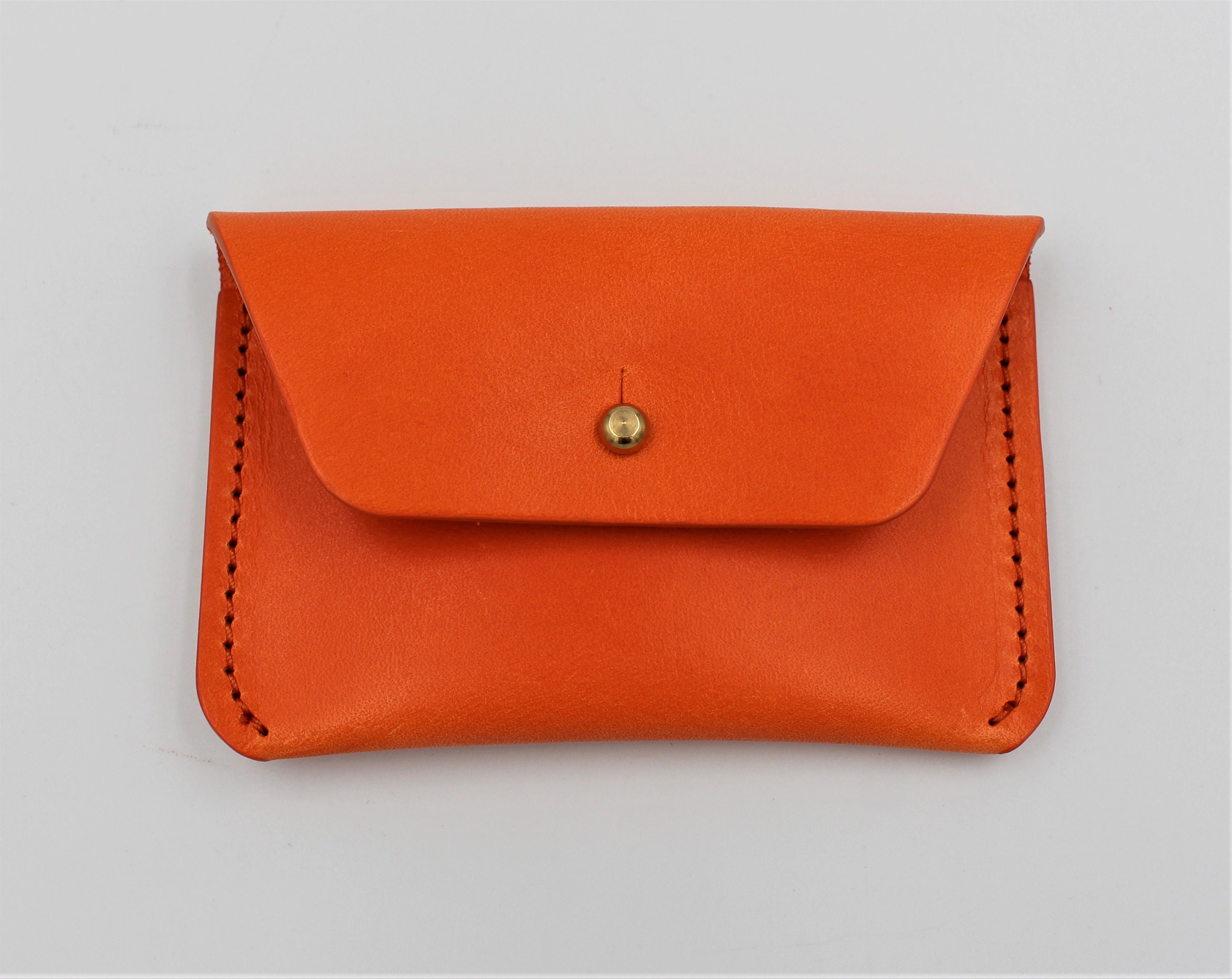 Italian Leather Coin Purse Card Holder Bright Orange FREE Etsy