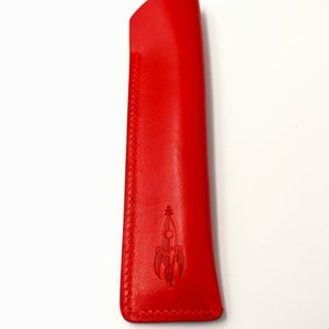 Personalised Italian Leather Single Pen Case Sheath in a choice of colours Bright Red