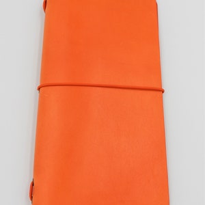 Leather Midori Travellers Notebook Cover in Bright Orange - FREE personalisation