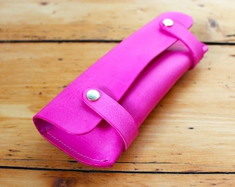 Personalised Leather Pen Case in a choice of colours