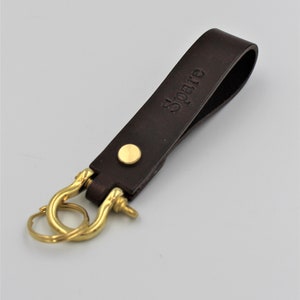 Personalised Italian Leather Key Chain Key Fob with carabiner in choice of colours