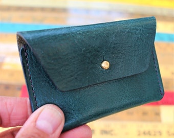 Italian Leather Coin Purse Card Holder Teal Blue - FREE Personalisation