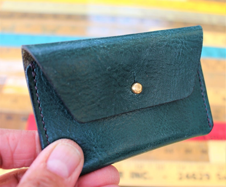 Italian Leather Coin Purse Card Holder Teal Blue FREE Etsy UK