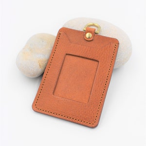 Italian Leather ID Card Holder in Cognac Brown - FREE personalisation