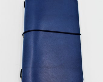 Italian Leather Field Notes Cover or Moleskin Cahier in Indigo Deep Blue  - FREE personalisation