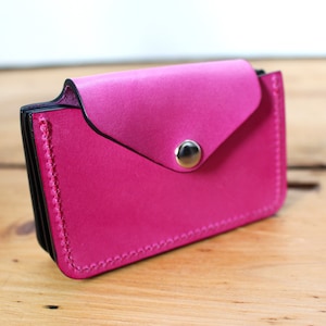 Hot Pink Card Holder Wallet in Beautiful Italian Leather  - FREE personalisation