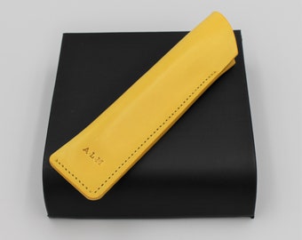 Personalised Italian Leather Single Pen Case Sheath in a choice of colours