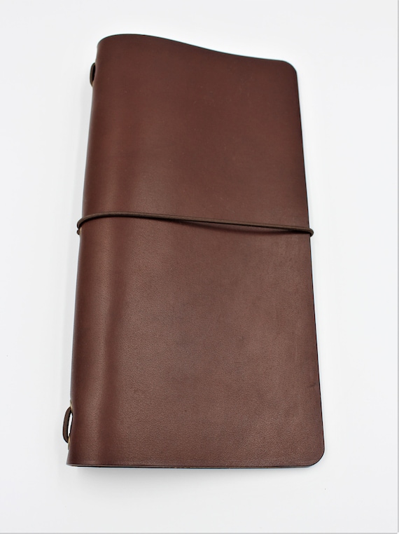 Italian Leather Midori Travellers Notebook Cover in a rich Dark Brown  - FREE personalisation