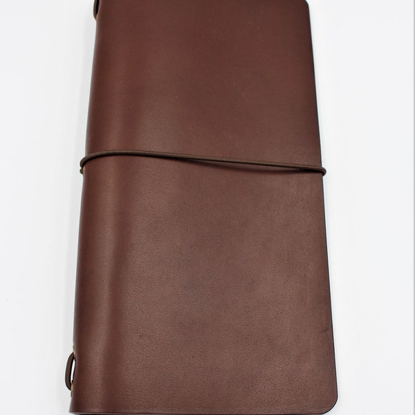 Italian Leather Midori Travellers Notebook Cover in a rich Dark Brown  - FREE personalisation