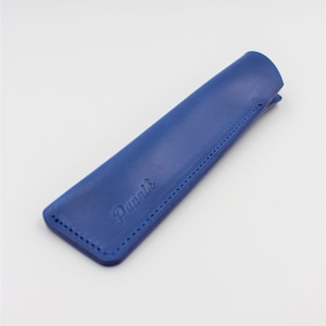 Personalised Italian Leather Single Pen Case Sheath in a choice of colours Indigo Blue