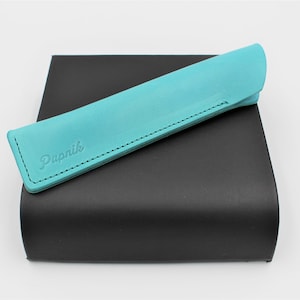 Personalised Italian Leather Single Pen Case Sheath in a choice of colours Turquoise