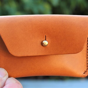 Italian Leather Coin Purse Card Holder in Tan - FREE Personalisation