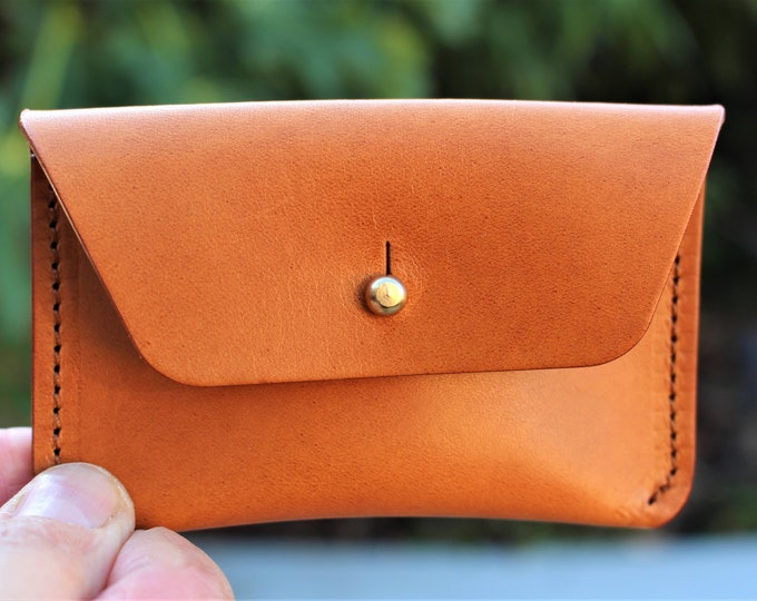 Italian Leather Coin Purse Card Holder in Tan FREE Etsy