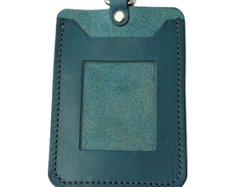 Italian Leather ID Card Holder in Dark Teal Colour - FREE personalisation