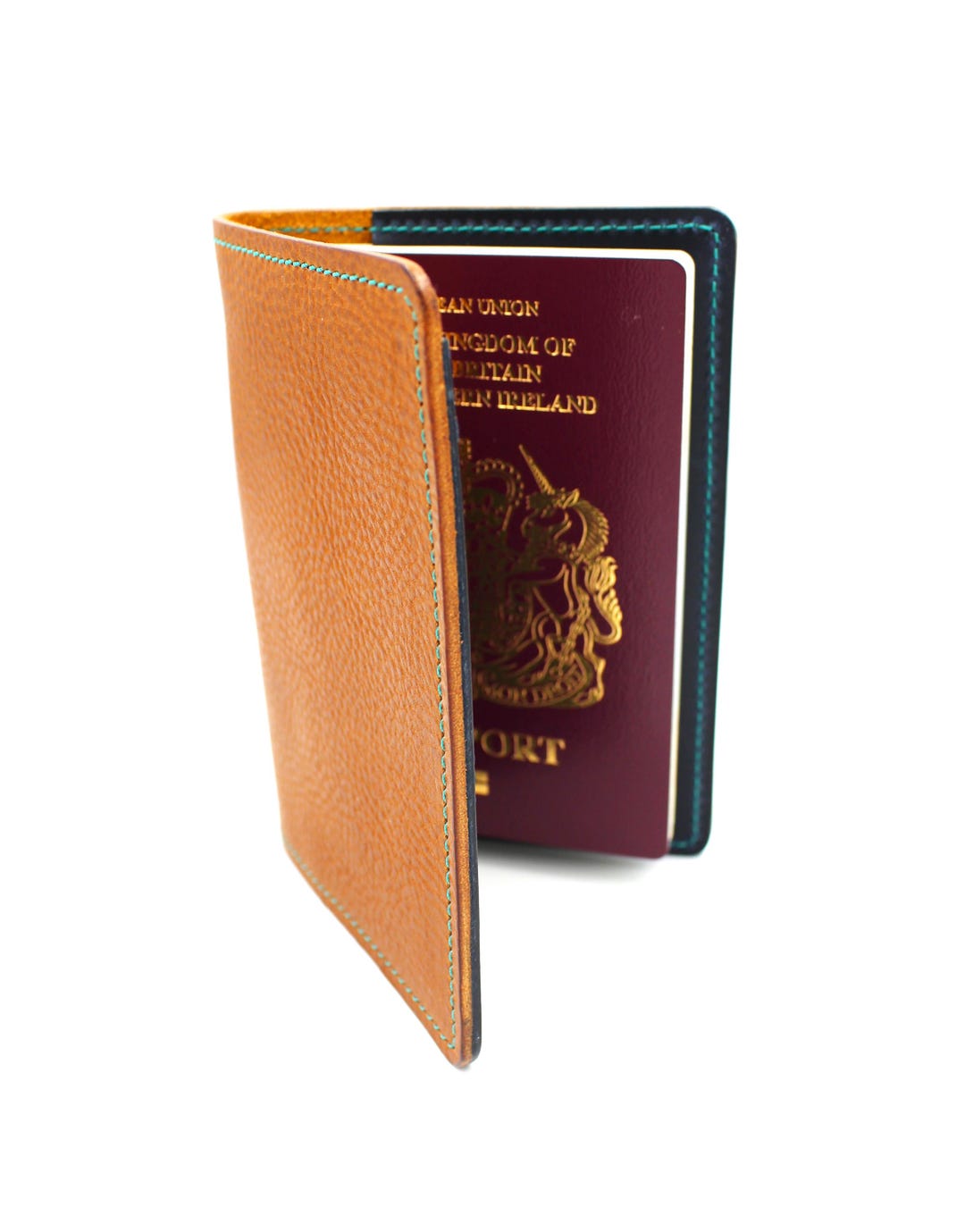 Handmade Italian Leather Passport Cover in Tan Personalised for Free