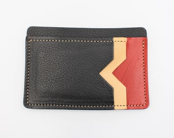 Minimalist Card Holder in Soft Black Italian Leather - FREE personalisation