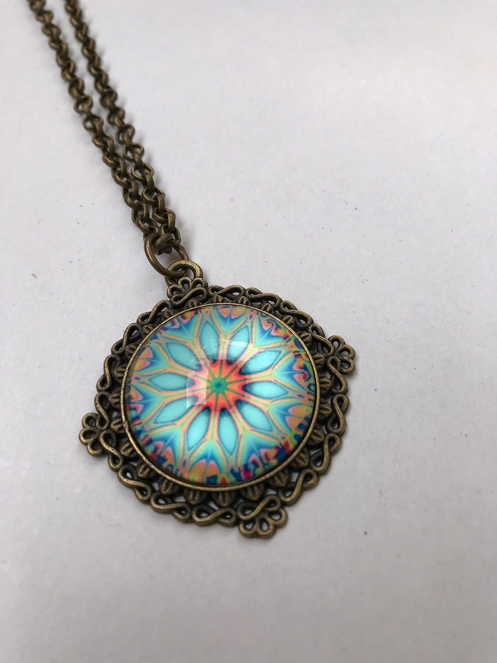 Hippie pendant necklace art necklace With Chain Etsy