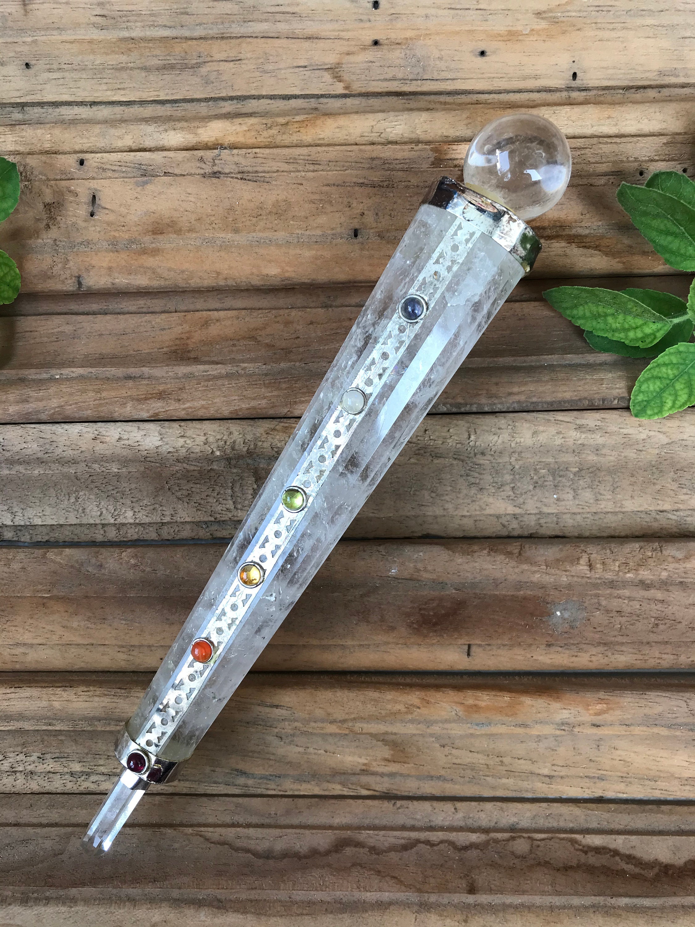 Chakra balancing wand Crystal wand Quartz wand Healing Etsy