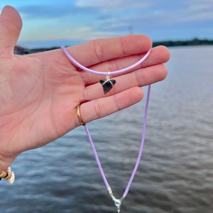 Colored Wax Cord Shark Tooth Necklace