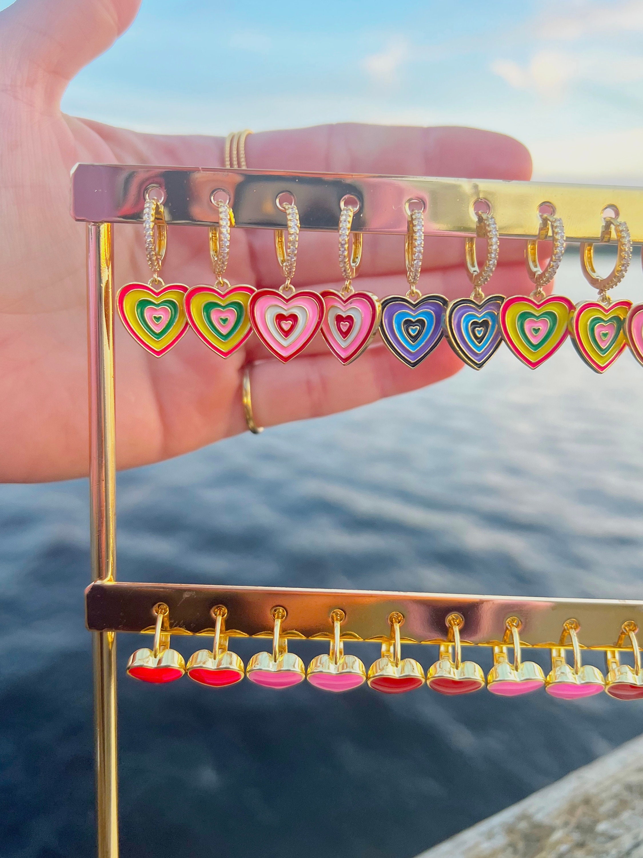 18K Gold Plated / Nickel Free Heart Huggies /heart Earrings / Gold