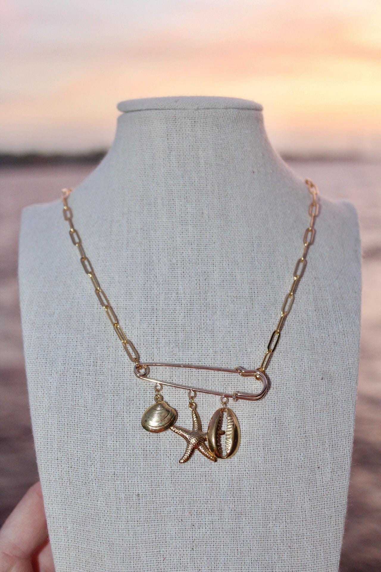 Stainless Steel Gold Sea Charm Necklace