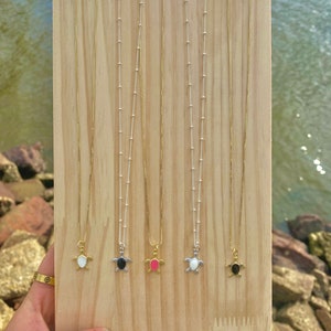 18K Gold Plated Sea Turtle Necklace / Sea Turtle Jewelry / Turtle Necklace / Gold Satellite Chain / Gold Box Chain