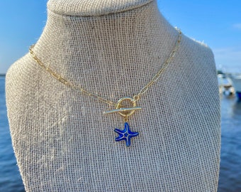 14K Gold Plated Toggle Starfish Necklace