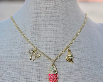 Gold Fish Charm Necklace