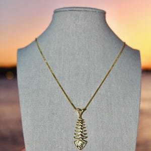 18K Gold Plated Fish Bone Necklace
