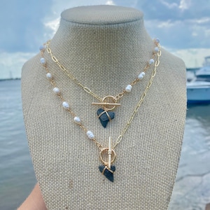 Freshwater Pearl x Toggle Shark Tooth Necklace