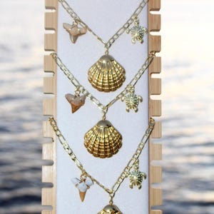 Gold Filled Figaro Shark Tooth Charm Necklace