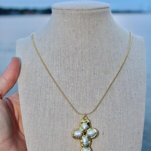 18K Gold Plated Mother Of Pearl Cross Necklace