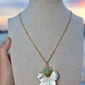 Gold Tropical Flower Necklace / Plumeria Necklace / Hibiscus Necklace
