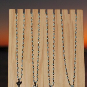 Gunmetal & Blue Beaded Shark Tooth Necklace