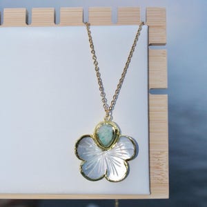 Gold Tropical Flower Necklace / Plumeria Necklace / Hibiscus Necklace