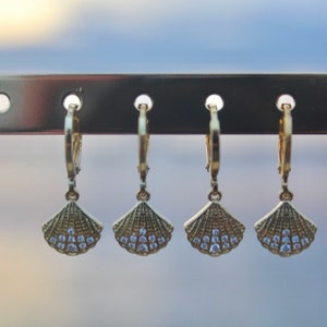 Gold Shell Hoop Earrings