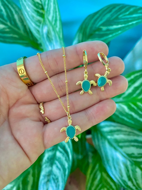 Orecchini tartaruga in oro, gioielli con tartaruga marina, regalo