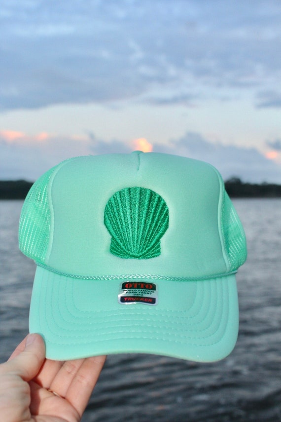 Mint & Green Scallop / Sea Shell Trucker Hat - Etsy display picture 3