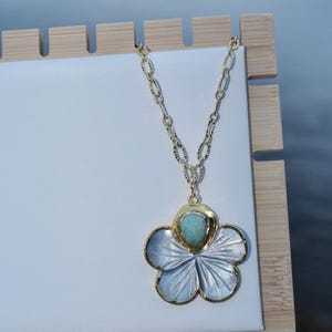 Gold Tropical Flower Necklace / Plumeria Necklace / Hibiscus Necklace
