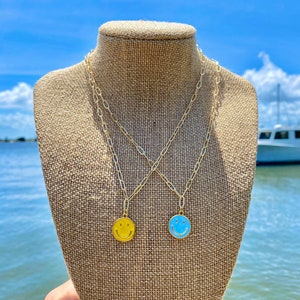 14K Gold Plated Smiley Face Necklace / Happy Face necklace