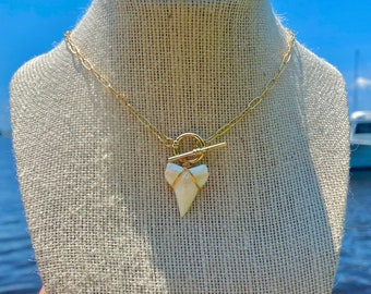 14K Gold Plated Shark Tooth Toggle Necklace