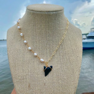 Freshwater Pearl x Shark Tooth Necklace