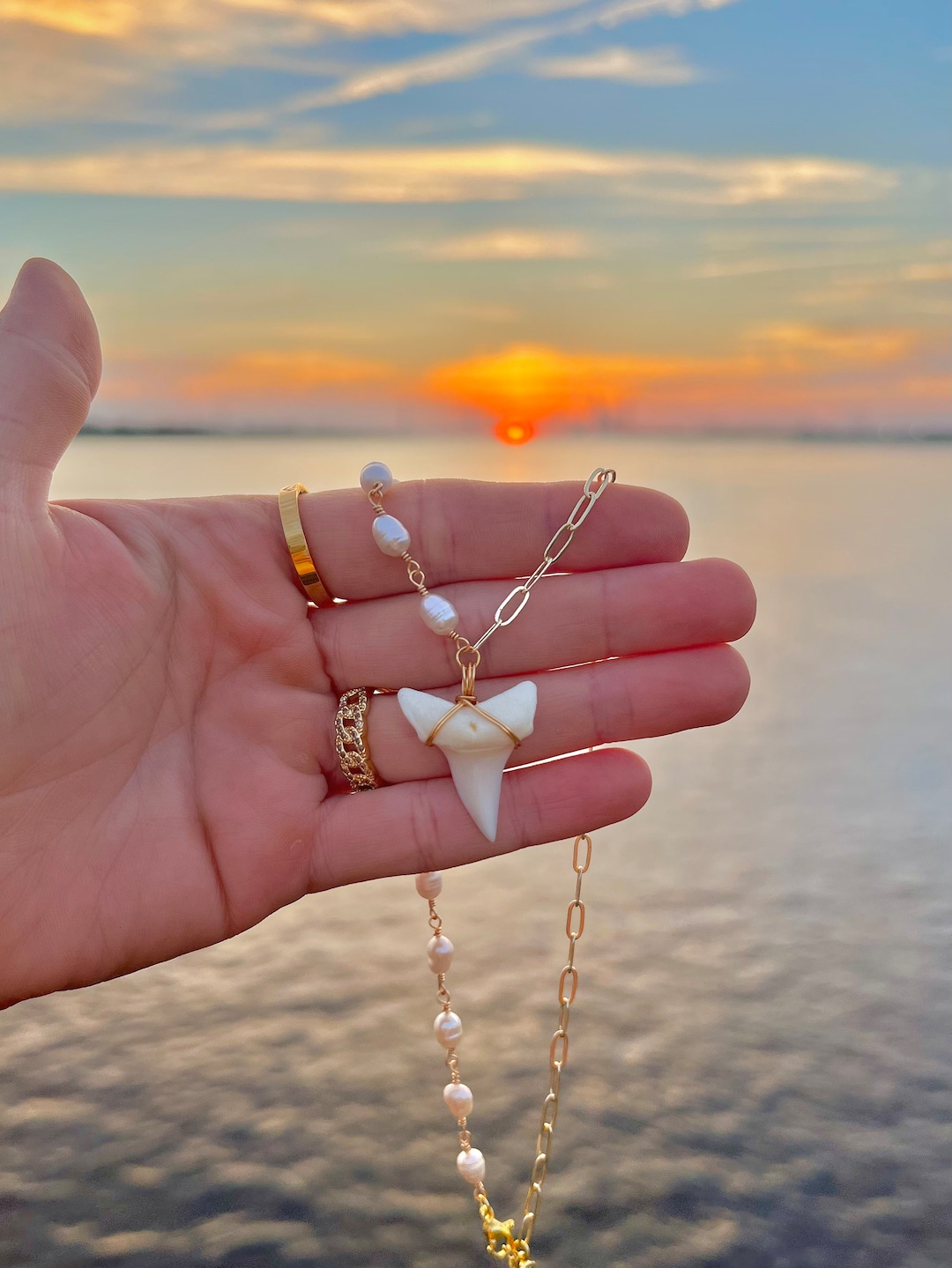 Freshwater Pearl X Mako Shark Tooth Necklace - Etsy