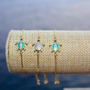 Gold Opal Sea Turtle Tennis Bracelet