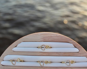 Gemstone Rings 14k Gold Tiny Heart Ring, Gold Ruby Promise Ring