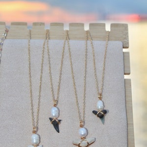 18K Gold Plated Pearl x Shark Tooth Necklace